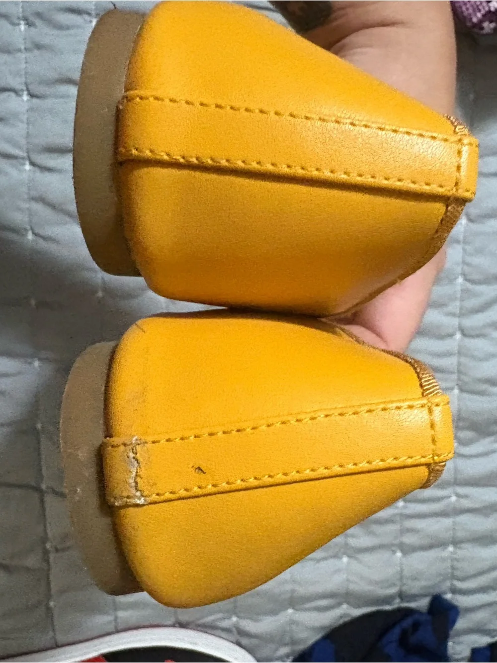 Michael Kors Women's Mustard Yellow Leather Ballet Flats
